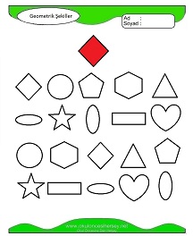 okul öncesi çocuklar için Geometrik Şekilleri Boya çalışma sayfaları